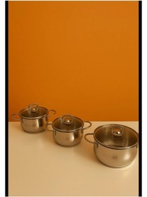 Resim Yunusoğlu Home Paslanmaz Çelik 6 Parça Tencere Güveç Seti 