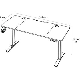 Resim Adore Mobilya Adore Gaming Maestro-X Yükseklik Ayarlı Oyuncu Masası - Beyaz 140x72-117x60 cm 