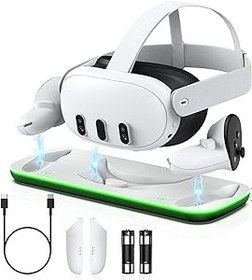 Resim Meta Quest 3 VR Şarj Dock, Meta Quest 3 VR Kulaklık ve Dokunmatik Denetleyici için Şarj İstasyonu 