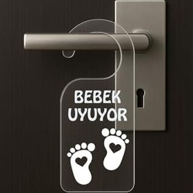Resim Baskılı Otel Oda Ev Daire Yatak Çocuk Odası İçin Desenli Kapı Kolu Askısı Bebek Uyuyor 
