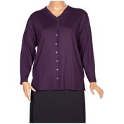 Resim Cimariva Kadın Ülkü Büyük Beden Fırfırlı V Yaka Mürdüm Bluz Mor 