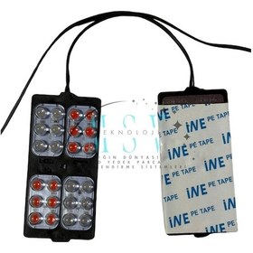 Resim 12 Volt 24 Watt 24 Ledli 150x49 Mm Animasyonlu Kırmızı - Mavi Çakar Modül 5 Adet 