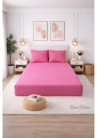Resim More Home Tek Kişilik Lastikli Çarşaf Seti + Yastık Kılıfı Fuşya 