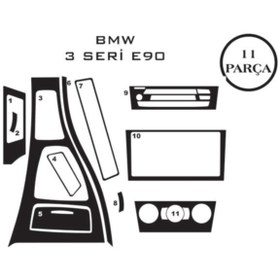 Resim Bmw 3 05-12 E90 11 Parça Konsol Maun Kaplama Renk-gümüş 