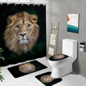 Resim DouranShop YL02-2 Tarzı Yaban Hayatı Hayvanlar Baskılı Tuvalet Wc Pedi Aksesuarları Banyo Paspas Seti Tuvalet Kapağı Kaymaz Banyo Paspas Halı Küvet Dekorasyon (Yurt Dışından) 