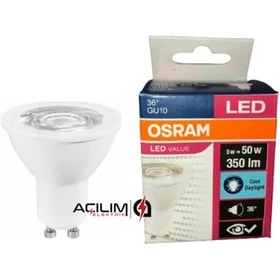 Resim 10 Adet Osram 4.5W 50W Gu10 Duy 6500K Beyaz Işık Led Spot Ampul 