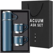 Resim 500ml/17oz Paslanmaz Çelik Termos Şişe 3 Bardak ile - Termos Su ve Kahve Şişesi, Sıcak veya Soğuk İçecekler için Uygun 