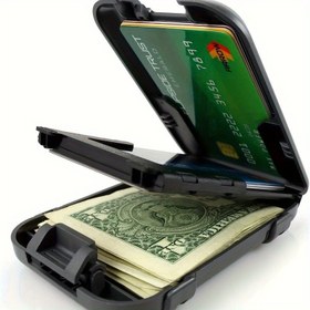 Resim Slim RFID Blokaj Cüzdanı, Minimalist Para Klipsi, Ultra İnce İş Tarzı Cep Kart Tutucu, Erkekler İçin 