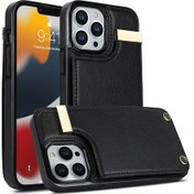 Resim Cbtx iPhone Uyumlu 14 Pro Metal Toka Kart Yuvaları Telefon Kılıfı 