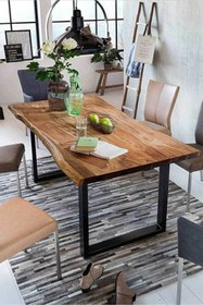Resim Ahşap Center Kütük Yemek Masası Doğal Ağaç Lüx Kütük 80x160cm 