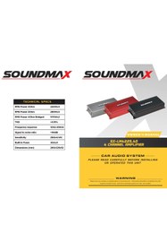Resim Soundmax SX-LM4225.4D 4 KANALLI AMFİ 4 OHM 225 WATT RMS POWER CLASS D 