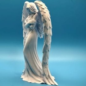 Resim Melek Tasarım Sanat Heykeli | Timid Elegance Serisi | Modern Masaüstü Biblo ve Zarif Oda Dekoru - Melek Figürlü Heykelcik 