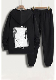 Resim Unisex Live İn The Moment Baskılı Eşofman Takımı Siyah 