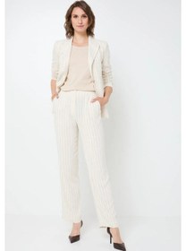 Resim Only Kadın Onlcaro Çizgili Yüksek Bel Keten Pantolon 15318497 Bej 