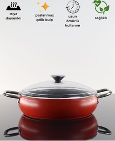 Resim Bonera Pro-plus 30 Cm Kırmızı Karnıyarık Tencere Kırmızı 
