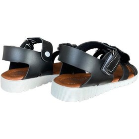 Resim Cırtlı Peluş Fiyonklu Kız Çocuk Sandalet Siyah-siyah Siyah 