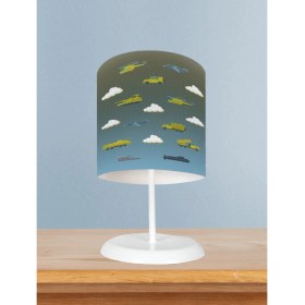 Resim Mekta Home Bebek ve Çocuk Odası Askeri Araç ve Seksek Desenli Abajur 