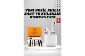 Resim Flamex 7 Kordonlu Akıllı Saat ve 2.nesil Kulaklık Yüksek Ses Kaliteli Uzun Pil Ömrü 