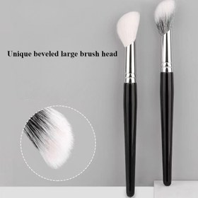 Resim 1pc Keçi Kılı Allık Fırçası, Eğimli Büyük Baş, Metal Sap, Kokusuz, Tüm Cilt Tipleri, Kontürleme ve Vurgulama için Çok Açılı Hassasiyet 