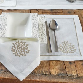 Resim Coral Leke Tutmaz Keten Peçete 45x45 cm Gold (2'li Set) - 2 Adet 45x45 cm 