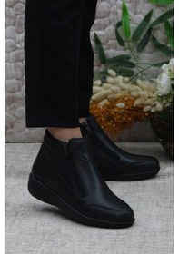 Resim Mehmet Mete 2004 Ortopedik Yumuşak Rahat Hakiki Deri Kadın Bot 001 