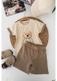 Resim Miniğimin Cicileri Işıklı Ayıcık Detaylı Erkek Bebek 2 Li Penye Takım Kahverengi 