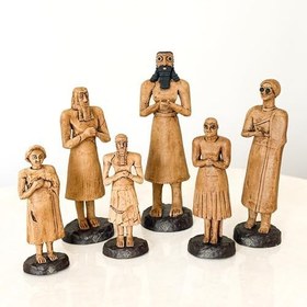 Resim Tell Asmar Koleksiyon Serisi (6’lı) – Antik Sümer Tapınak Figürleri | El Yapımı Mezopotamya Heykel Seti | Ruhani Alanlar ve Dekoratif Kullanım İçin 