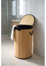 Resim Digithome Yuvarlak Bambu Çamaşır Sepeti Naturel Cl-6001-08 C1-1-121 Diğer 