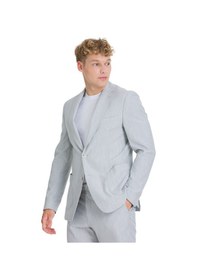 Resim Hatemoğlu Gri Slim Fit Çizgili Mono Yaka Takım Elbise 36322 Gri 