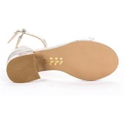 Resim Kiko Kids 790 Vakko Taşlı Kız Çocuk 3 Cm Şeffaf Topuklu Sandalet Ayakkabı Altın 