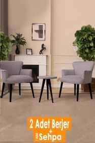 Resim LOVİSSE HOME 3lü Berjer Set Siyah Ayaklı Tekli Koltuk Balkon, Ofis, Bekleme, Güzellik Merkezi, Çay Seti 