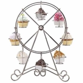 Resim PASTANYA Muffin Cupcake Kurabiye Mini Pasta Kek Servis Sunum Standı Dönme Dolap Sunumluk 8 Hazneli 