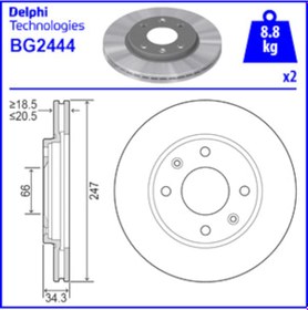Resim Citroen Xsara 1.8 D 1997-2000 Delphi Ön Fren Diski 2 Adet N11.1003 