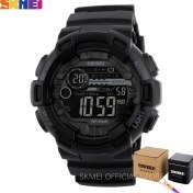 Resim Hanyang Siyah Kutu ile Skmeı Açık Spor Izle Erkekler Çok Fonksiyonlu 5bar Su Geçirmez Pu Kayış LED Ekran Saatler Chrono Dijital Saat Reloj Hombre 1243 (Yurt Dışından) 