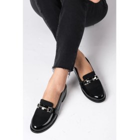 Resim Mio Gusto Siyah Rugan Bayan Oxford Ayakkabı 