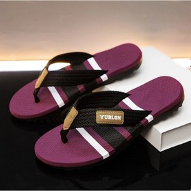Resim Lıcorıce Yüksek Kaliteli Erkek Sandalet Kaymaz Parmak Arası Terlik Mor 
