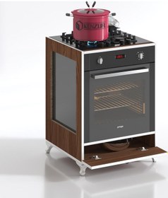 Resim Kenzlife Ankastre Modülü Kabini Altın3 Cvz Fırın Ocak Dolabı Kapaklı Ayaklı 