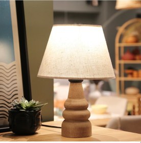Resim Homing AYD-3562 Natural Ahşap Kumaş Başlık Abajur Keten 