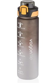 Resim Genel Markalar 1 LİTRE Çift Renk Motivasyon Su Matarası Çift Kullanım Pipetli Ve Rahat İçim Sticker Hediyeli 