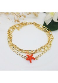Resim Altın Kaplama Zincir Turuncu Renk Deniz Yıldızı Kadın Halhal Sarı 