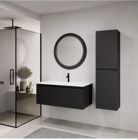 Resim Denko Belgrad 101 Cm Antrasit Banyo Dolabı Takımı Ve Boy Dolabı Antrasit 