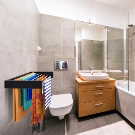 Resim Unique Design Belize 120cm Dekoratif 7 Borulu Duvara Monte Çamaşır Askısı Cappuccino 