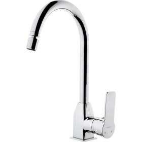 Resim Uluel Döner Borulu Evye Bataryası Musluğu Çeşmesi Krom 