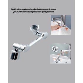 Resim Kanonik Education 1080° Dönebilen Musluk Başlığı Robotik Kol Havalandırıcı Çok Yönlü Su Yönlendirme 