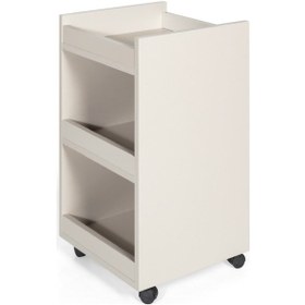 Resim Alto Etajer, Tekerlekli, Klinik, Güzellik Salonu, Kuaför, Malzeme Arabası Beyaz 