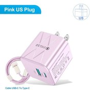 Resim 25w Usb + Pd Şarj Cihazı Pd Hızlı Şarj Telefon Qc 3.0 Xiaomi Huawei Samsung Uyumlu Bk315 Us Pink-c-c 1 Adet 