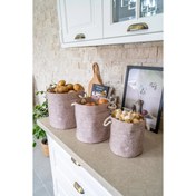 Resim Kulplu Yuvarlak Düzenleyici Çok Amaçlı Kolay Taşınabilen Organizer Keçe Sepet (mini) 03662 
