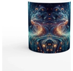 Resim Balık Burcu Baskılı Kahve Kupası - Elementsel Doğa Krallığı Temalı Vs4 