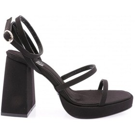 Resim Dgn 7755-23y Kadin Tek Bant Alçak Platform Yüksek Topuk Bilekten Bağli Sandalet 7755-424-R1534 Siyah 