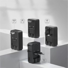 Resim Matechno 25W Evrensel Seyahat Adaptörü 2xtype-C 1xusb Eu Us Au Uk Priz Fiş Çevirici Dönüştürücü 
